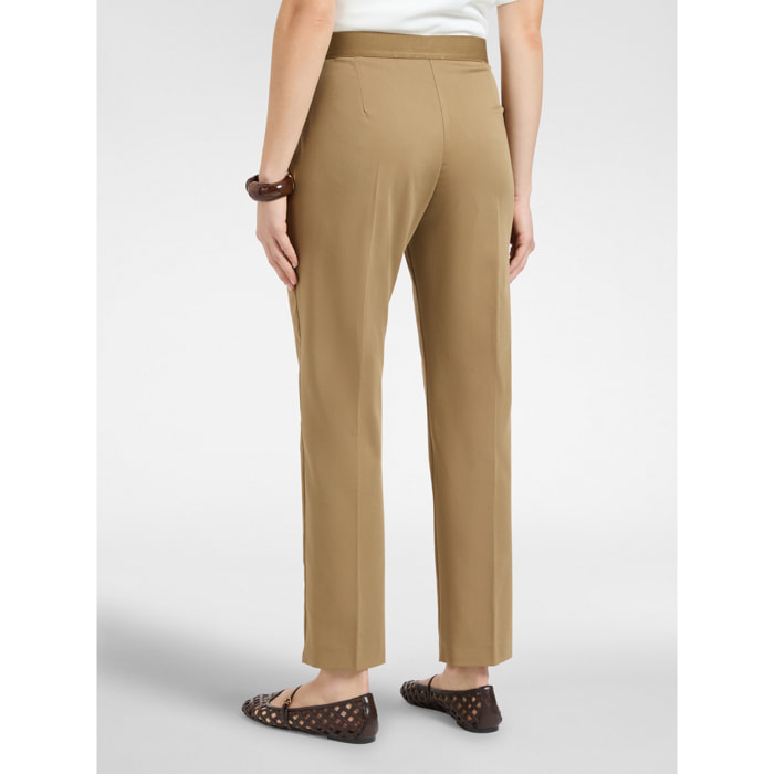 Elena Mirò - Pantalones rectos en raso stretch - Marrón
