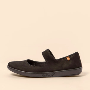 Bailarinas N5301 NOBUCK LAVADO BLACK-BLACK/ CORAL color Black-black