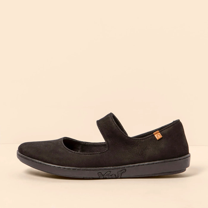 Bailarinas N5301 NOBUCK LAVADO BLACK-BLACK/ CORAL color Black-black