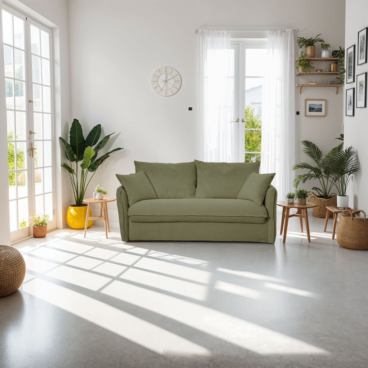 Canapé convertible express 3 places en velours côtelé - GINA