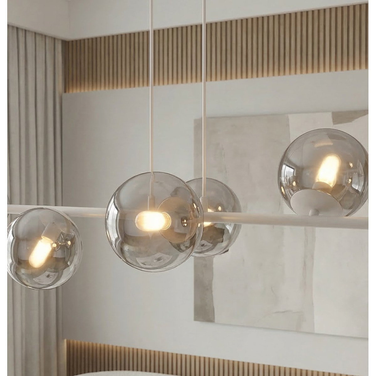 Lampada a sospensione Magnus in acciaio grigio grafite e vetro