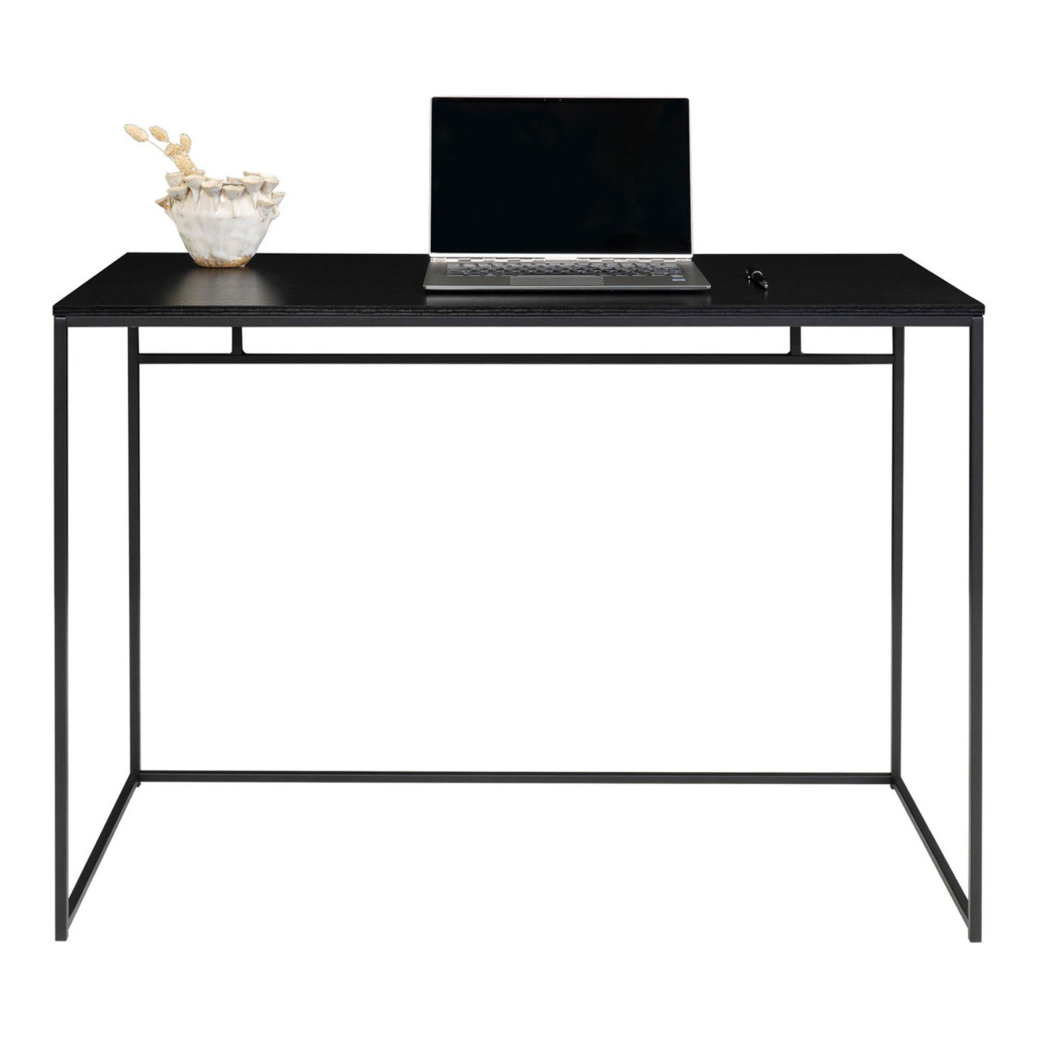 Scrivania Vita in nero con struttura in acciaio, 100×45×75 cm