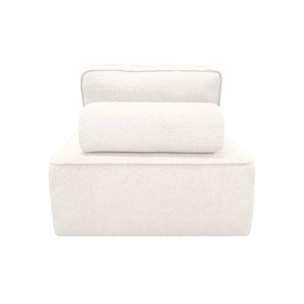 Chauffeuse pour canapé modulable tissu bouclette crème 1 place Bao. L 90 x P 90 x H 74cm