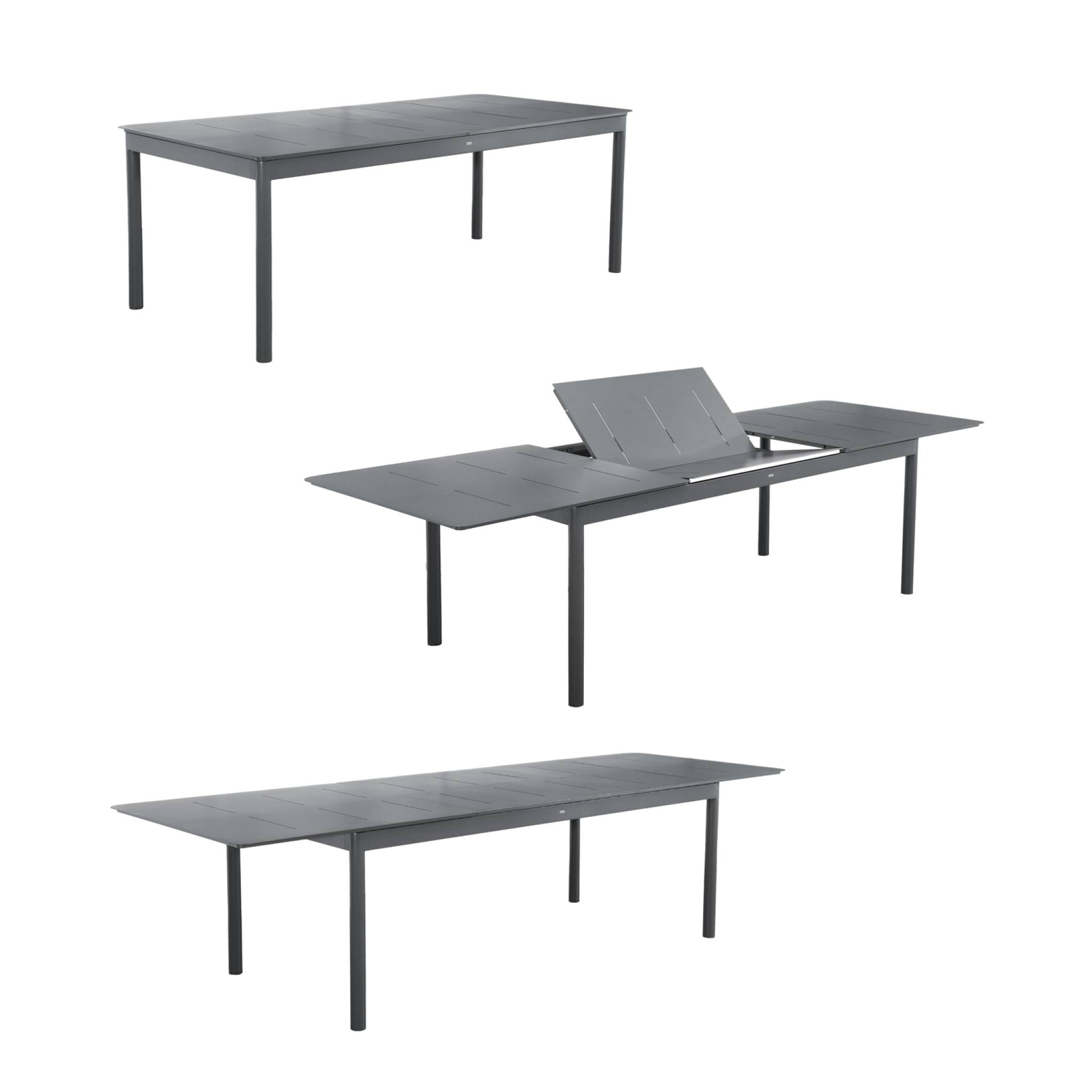 Table de jardin CHARLESTON extensible aluminium anthracite. 8 places. 210/300 x 100 x 75.5 cm