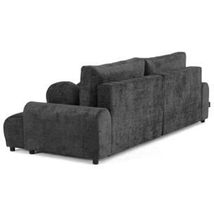 Nelly - canapé d'angle gauche 4 places convertible avec coffre en velours texturé - Gris Anthracite