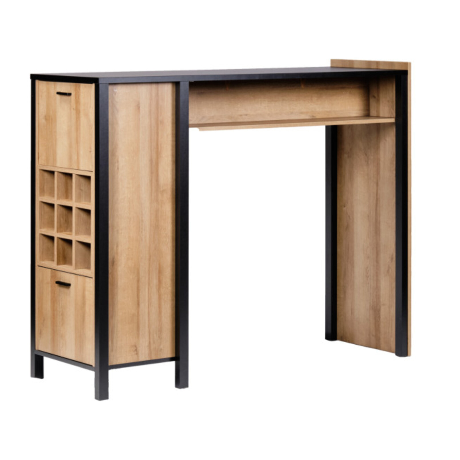 Bar avec rangement en bois effet chêne - MIAMI