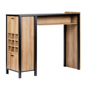 Bar avec rangement en bois effet chêne - MIAMI
