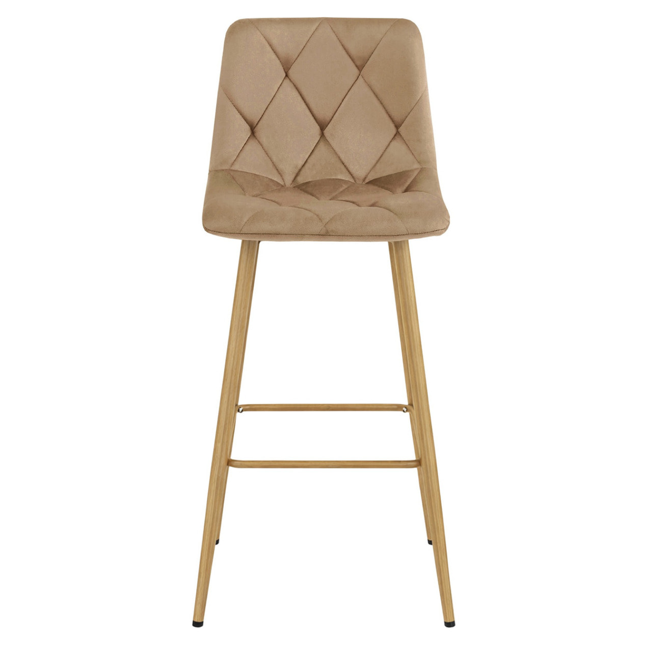 Sgabello alto Nado in velluto marrone con gambe in metallo