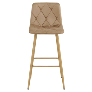 Sgabello alto Nado in velluto marrone con gambe in metallo
