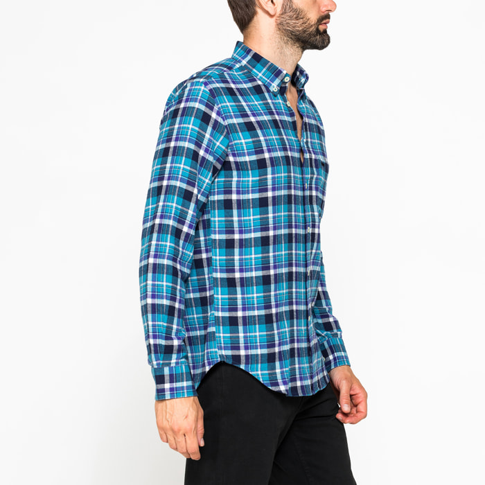 CAMICIA FANTASIA TINTO FILO IN FLANELLA LEGGERA