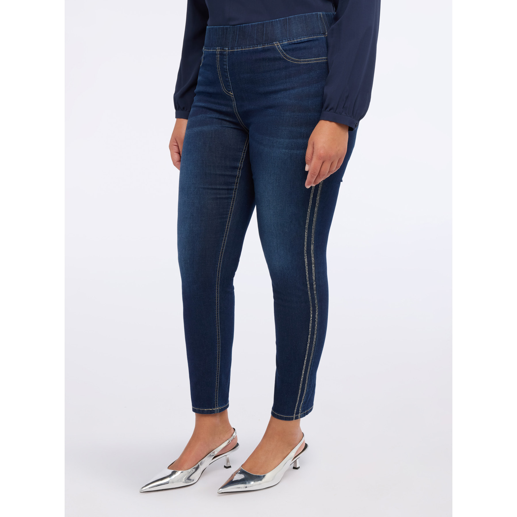 Fiorella Rubino - Jeggings con pedrería lateral - Azul