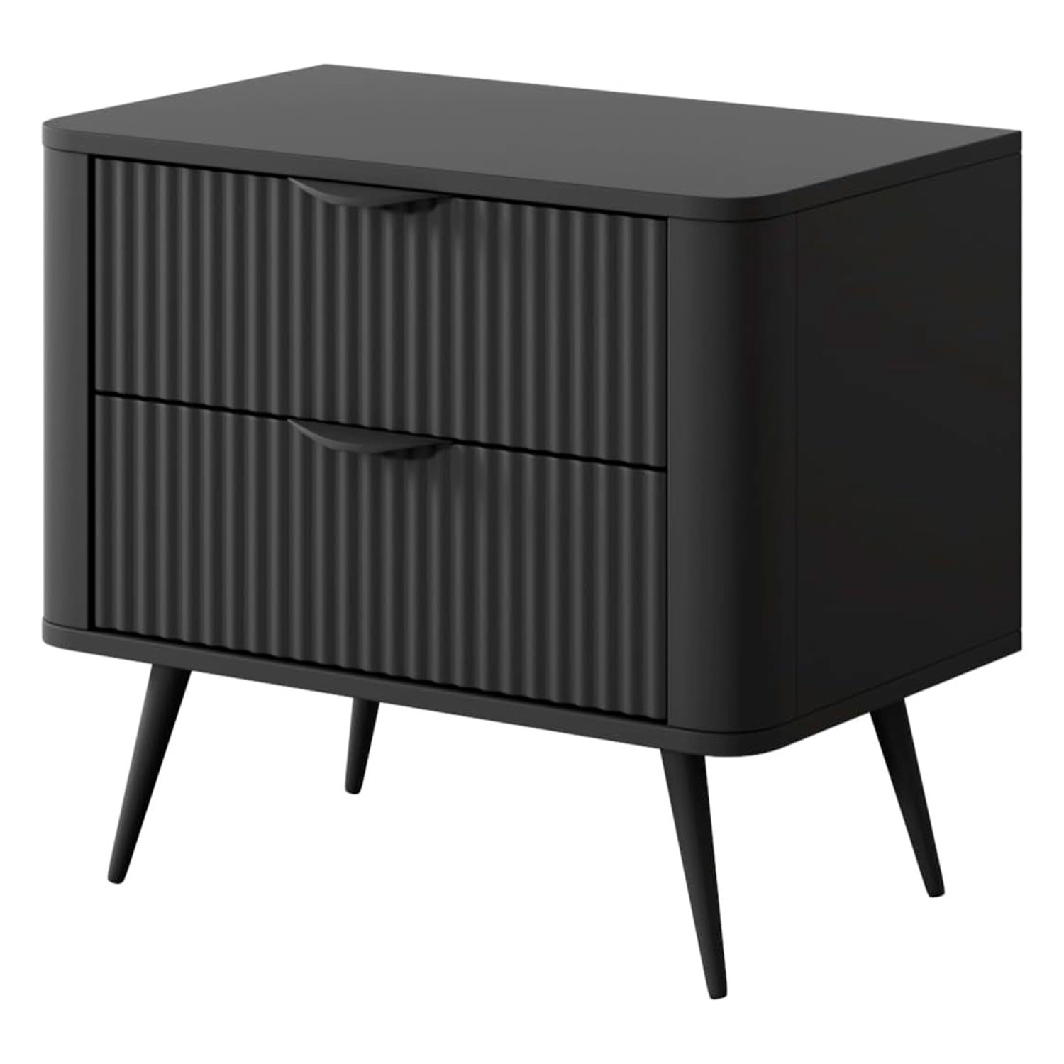 Comodino Moderno Elegante Con 2 Cassetti Capienti e Piedini Alti Camera Da Letto 63.2 x 38 x 55.3 cm Nero