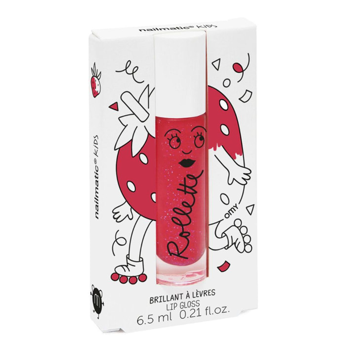 Rollette - Brillant à Lèvres pour Enfants Incolore, Hydratant et Parfumé à la Fraise