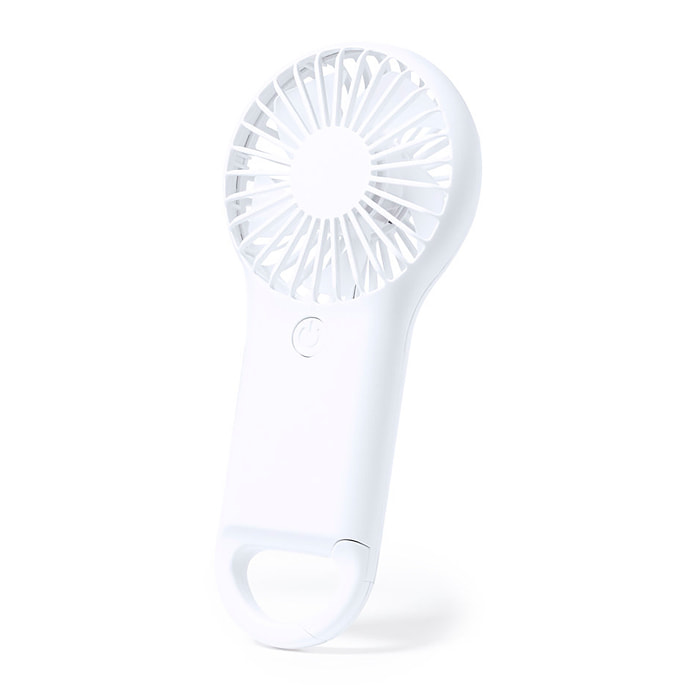 Ventilatore portatile con moschettone integrato e 2 velocità di utilizzo.