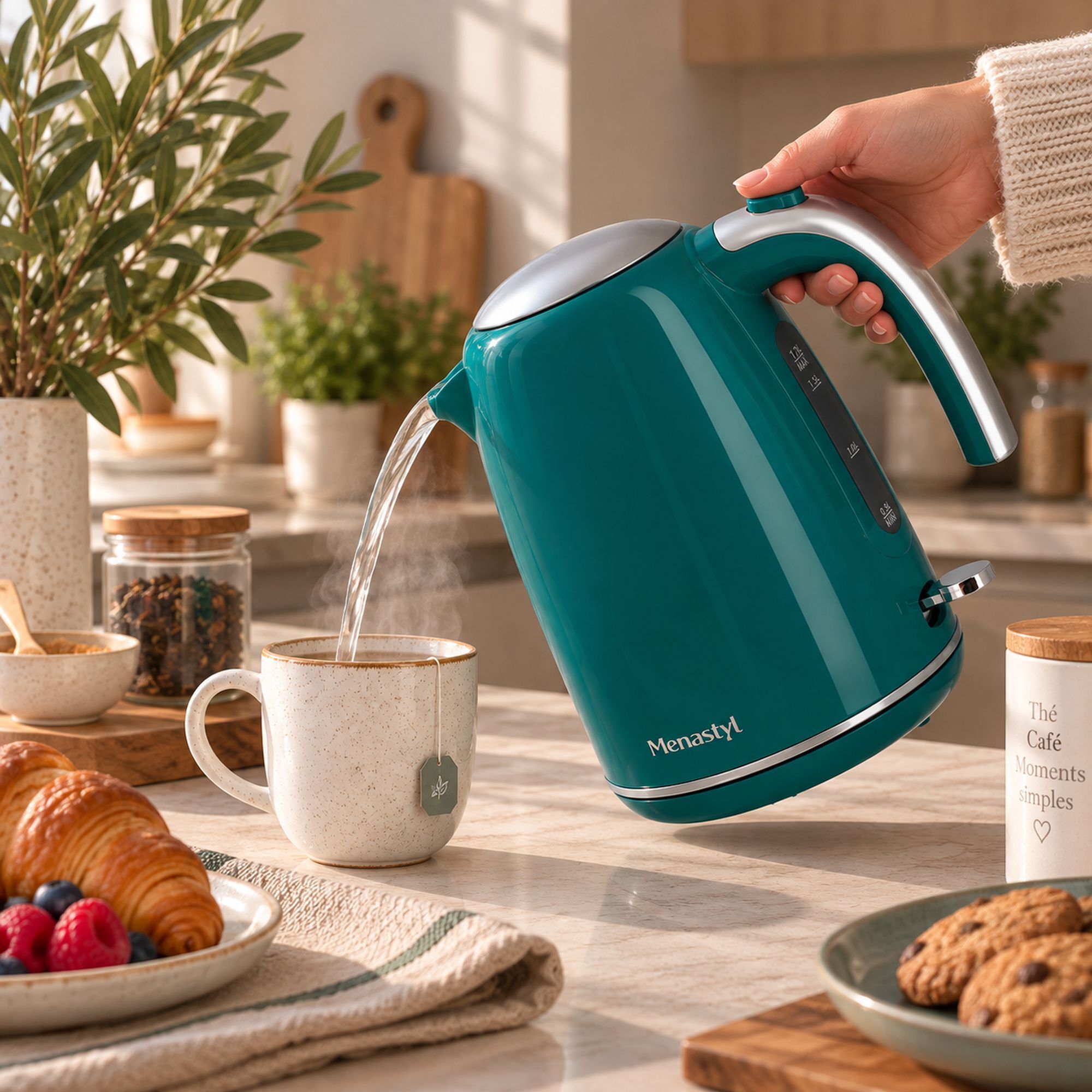 Bouilloire en acier inoxydable 1,7L bleu canard RETRO