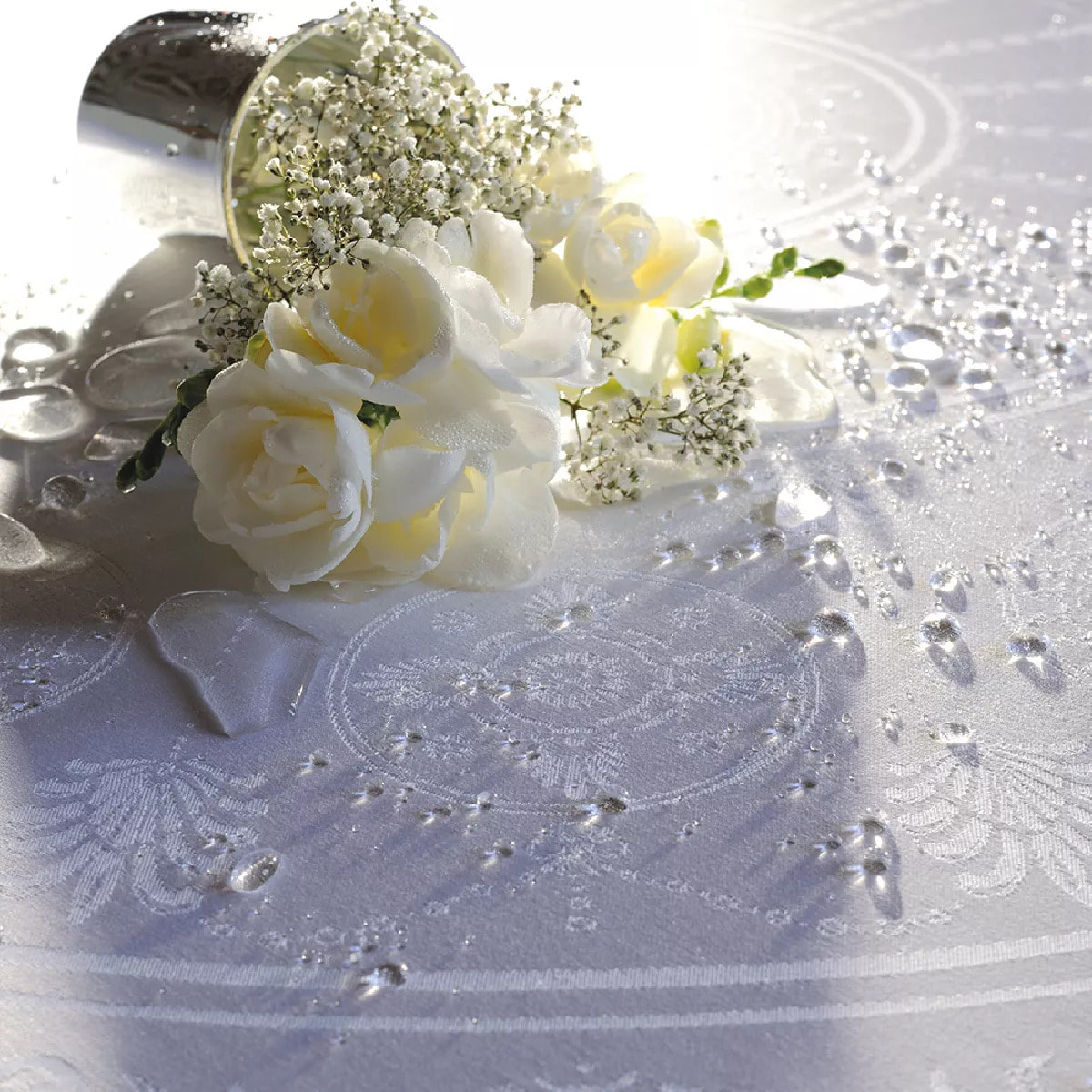 Set pur coton anti tache motif jacquard Eloise diamant