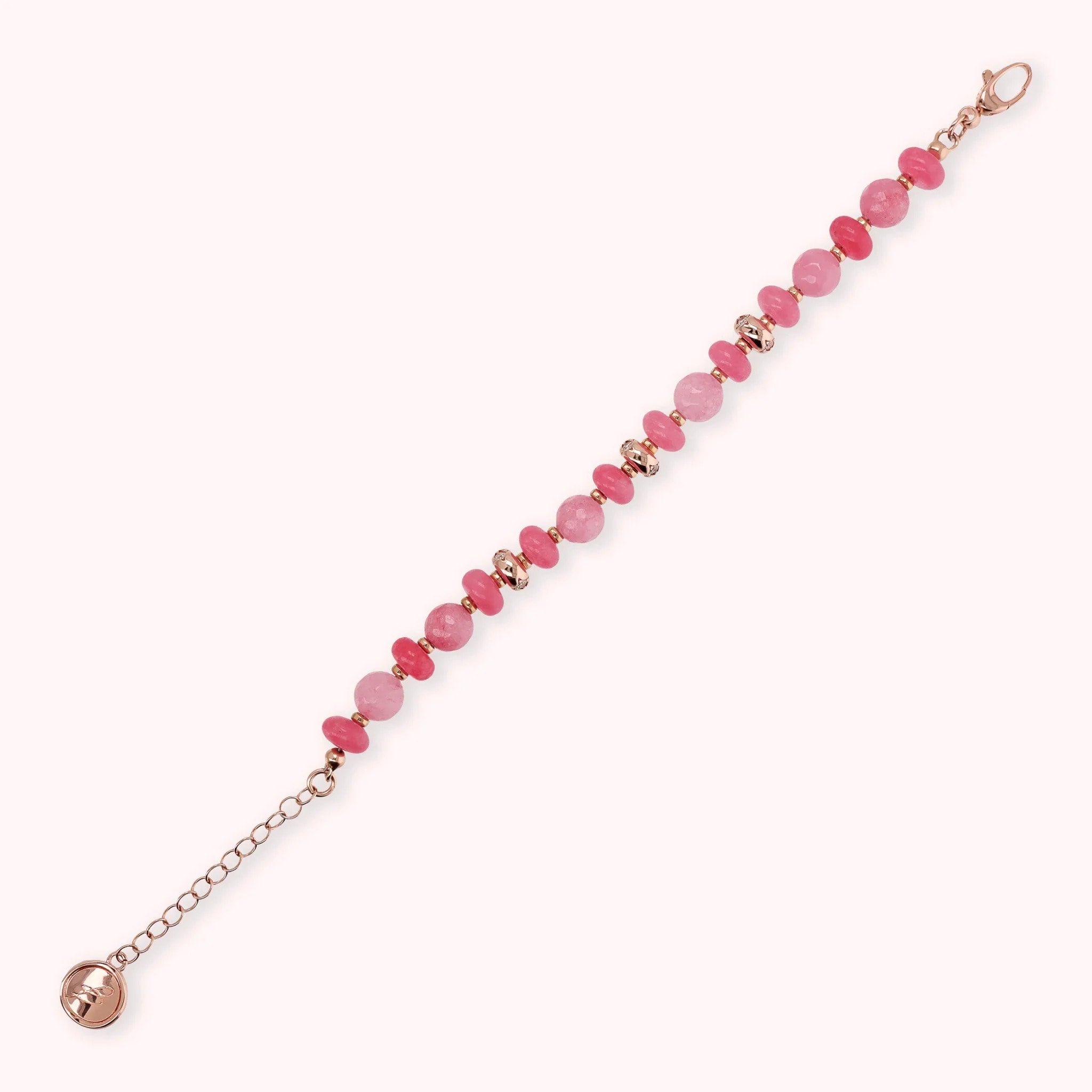 Bracciale con Rondelle Étoile e Pietre Naturali di Quarzite Rosa
