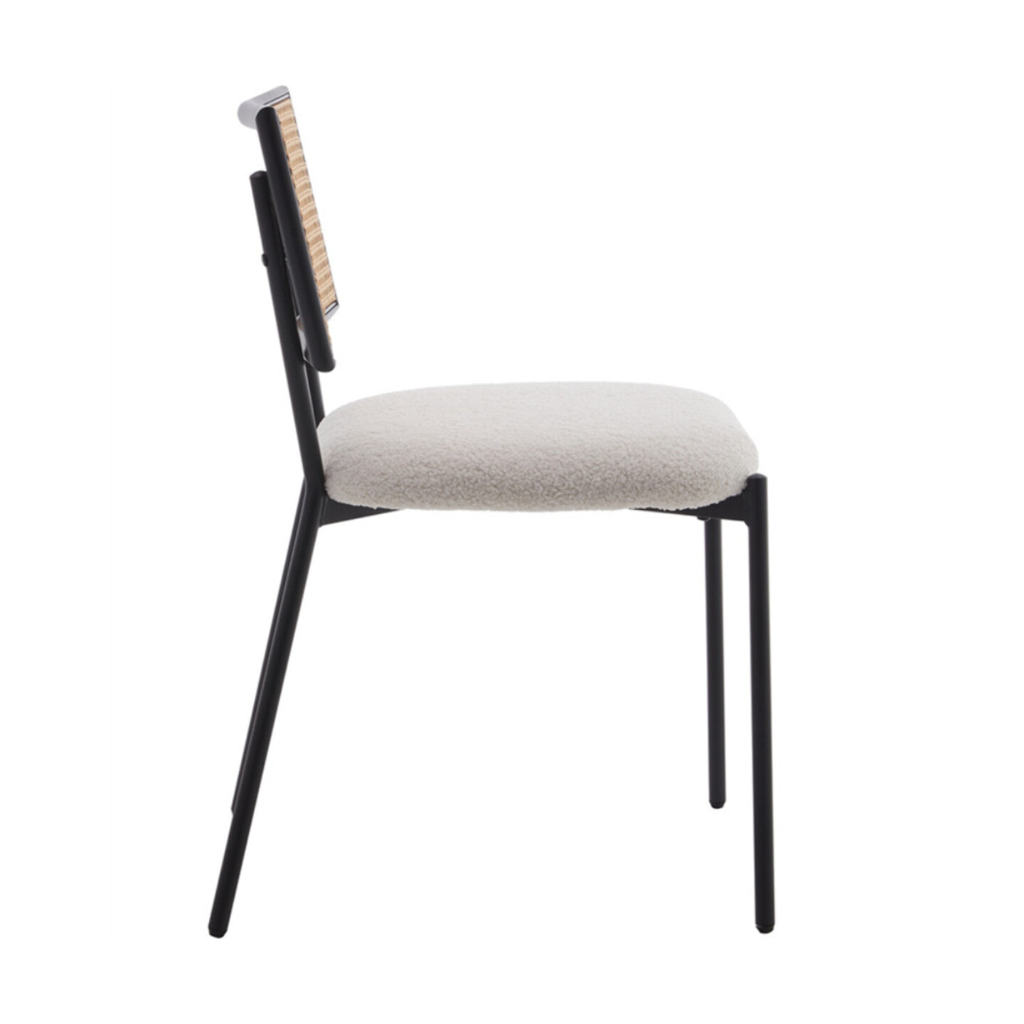 Luciano - lot de 2 chaises cannage - en tissu bouclette - Beige