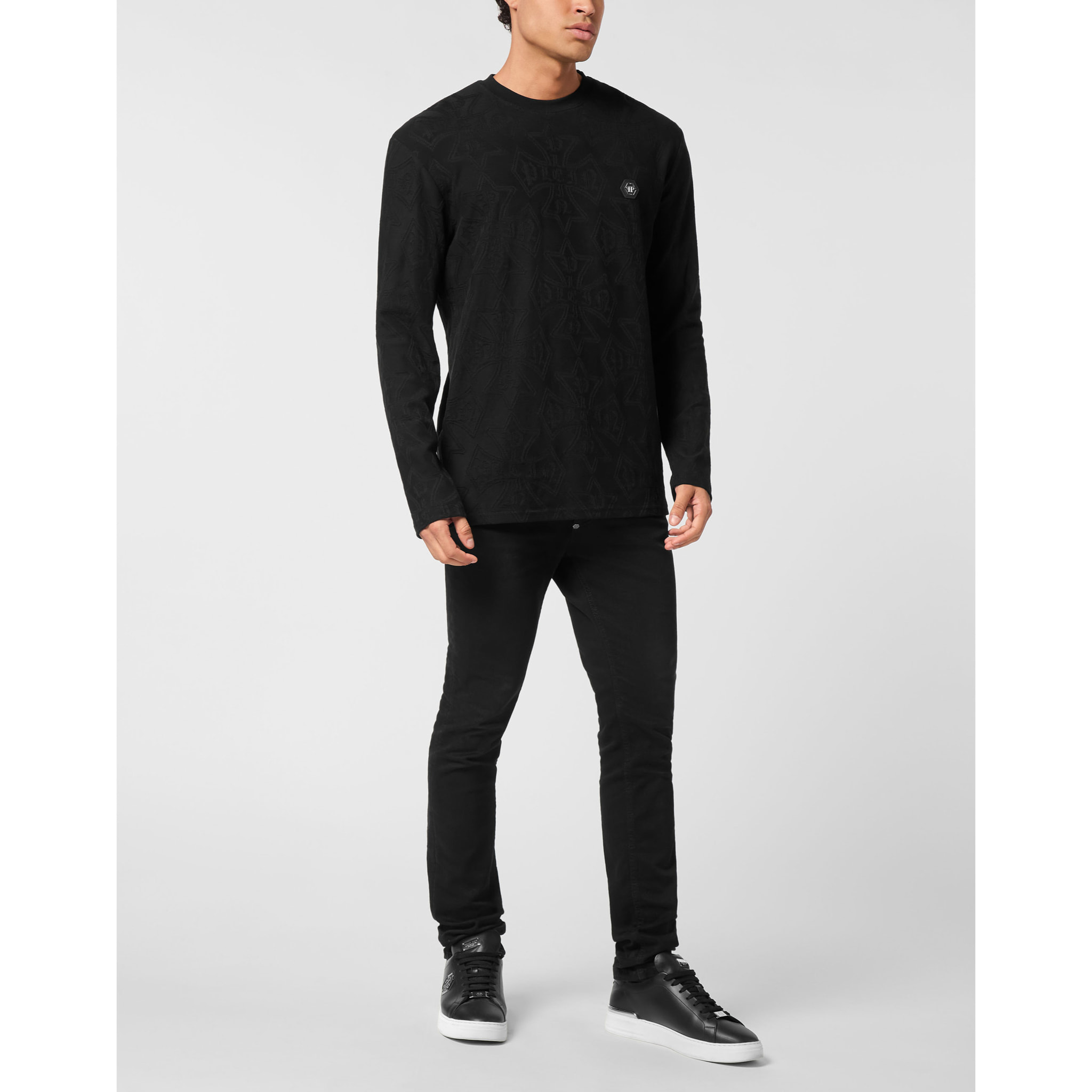 PHILIPP PLEIN T-Shirt Round Neck Ls CREST