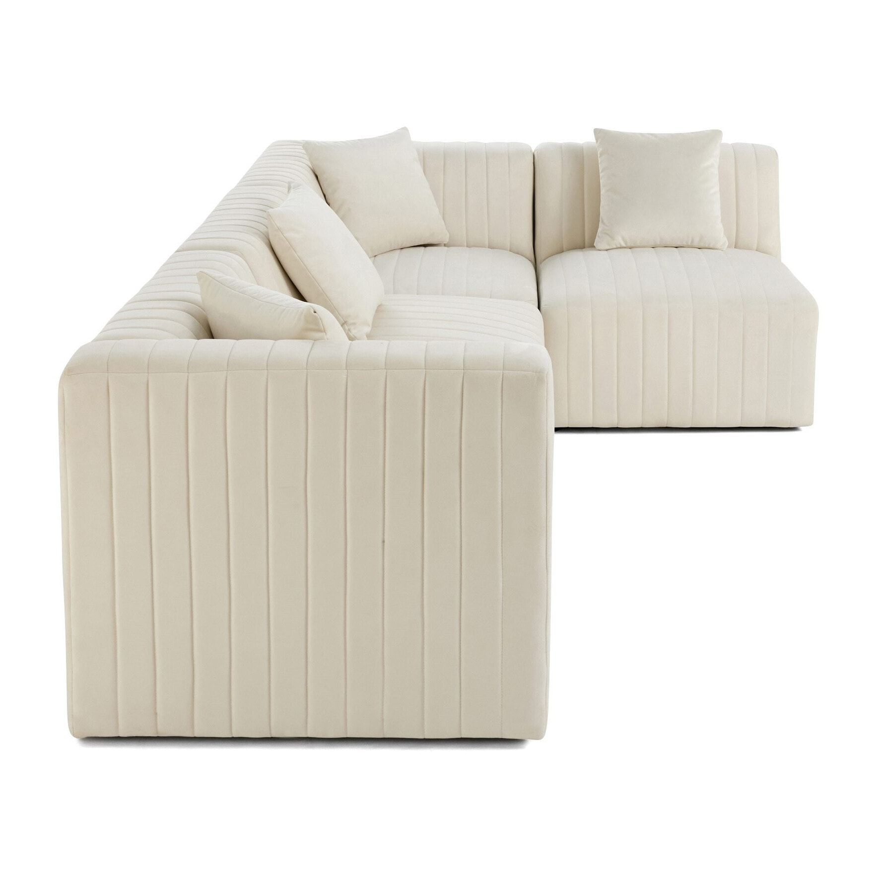 Nova - canapé modulable d'angle droit - 5 places - en velours - Beige