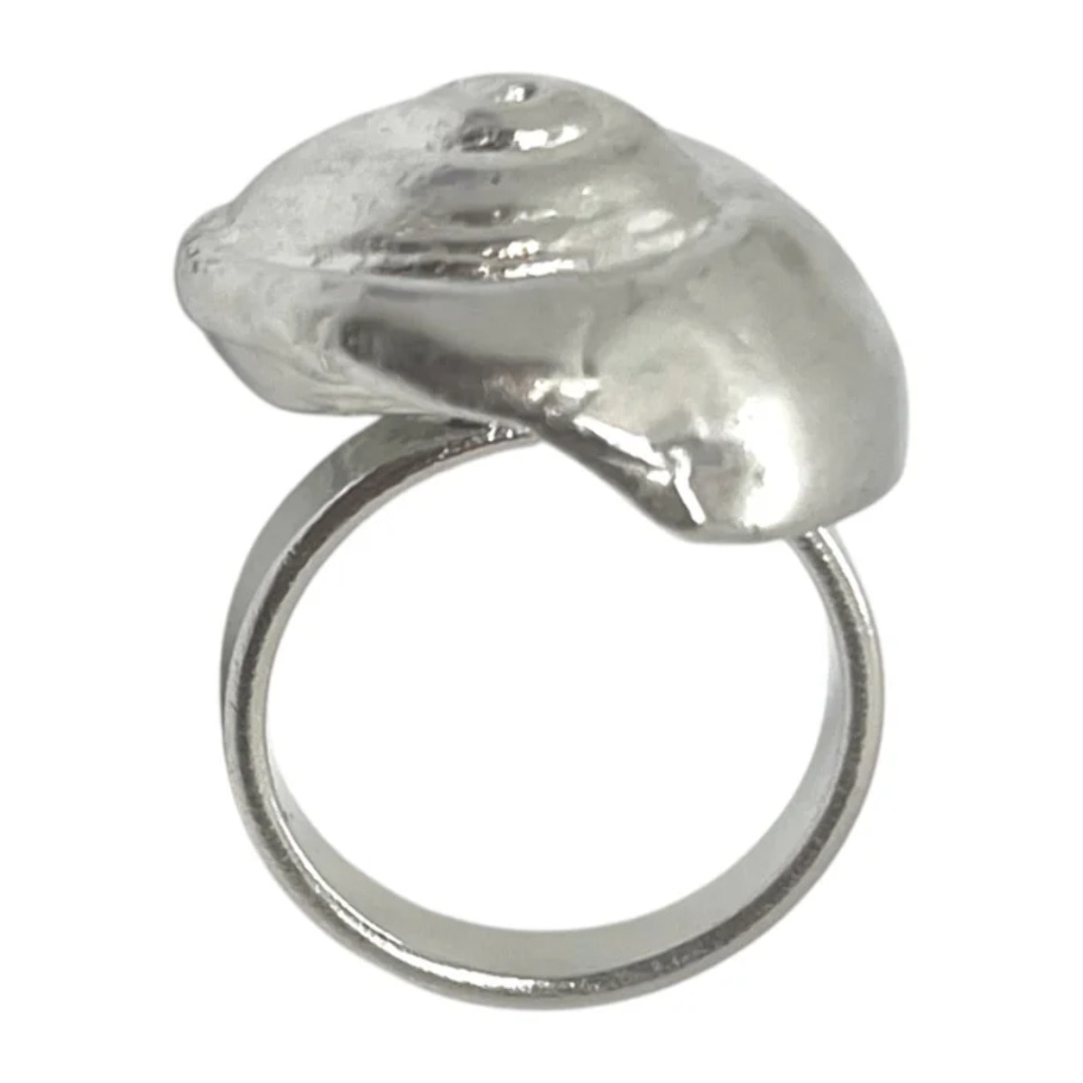 Anillo 3D caracola artesanal en plata 10µ