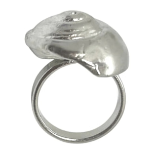 Anillo 3D caracola artesanal en plata 10µ