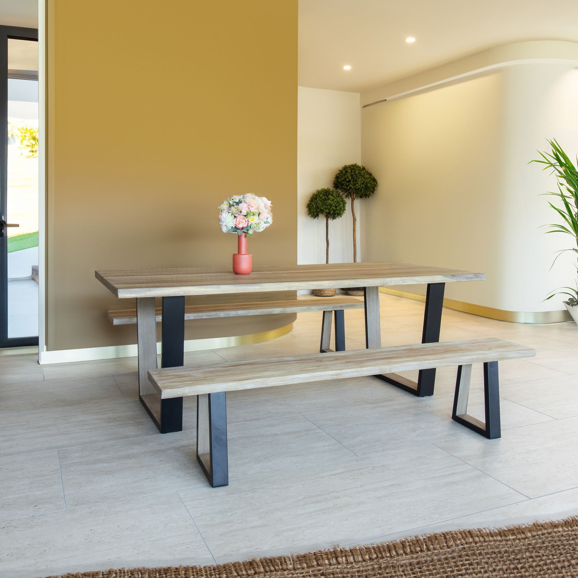 Lot de 2 bancs en bois d'acacia 180cm HERA