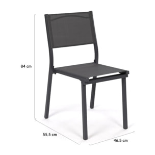 Chaises de jardin empilables en textilène grises - lot de 6