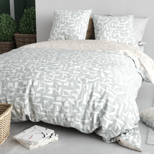 Parure housse de couette imprimé 100% coton - maya - gris