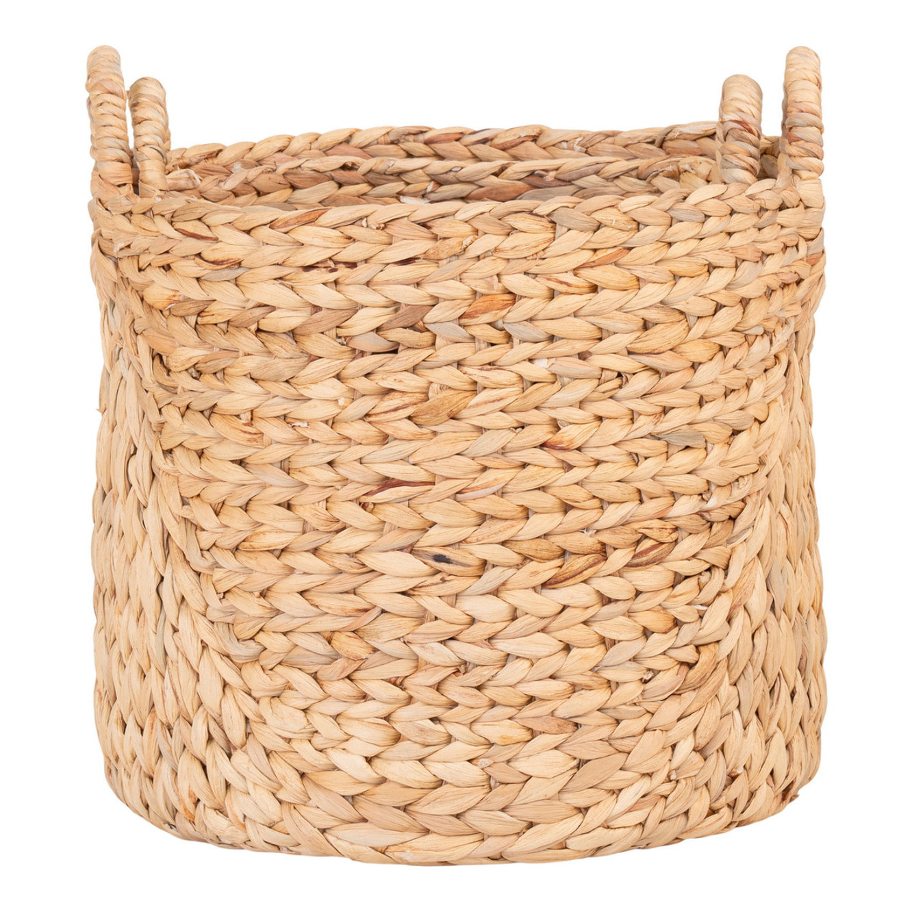 Set di 2 cesti Passo rotondi in giacinto d'acqua naturale con manici - 30 e 35 cm
