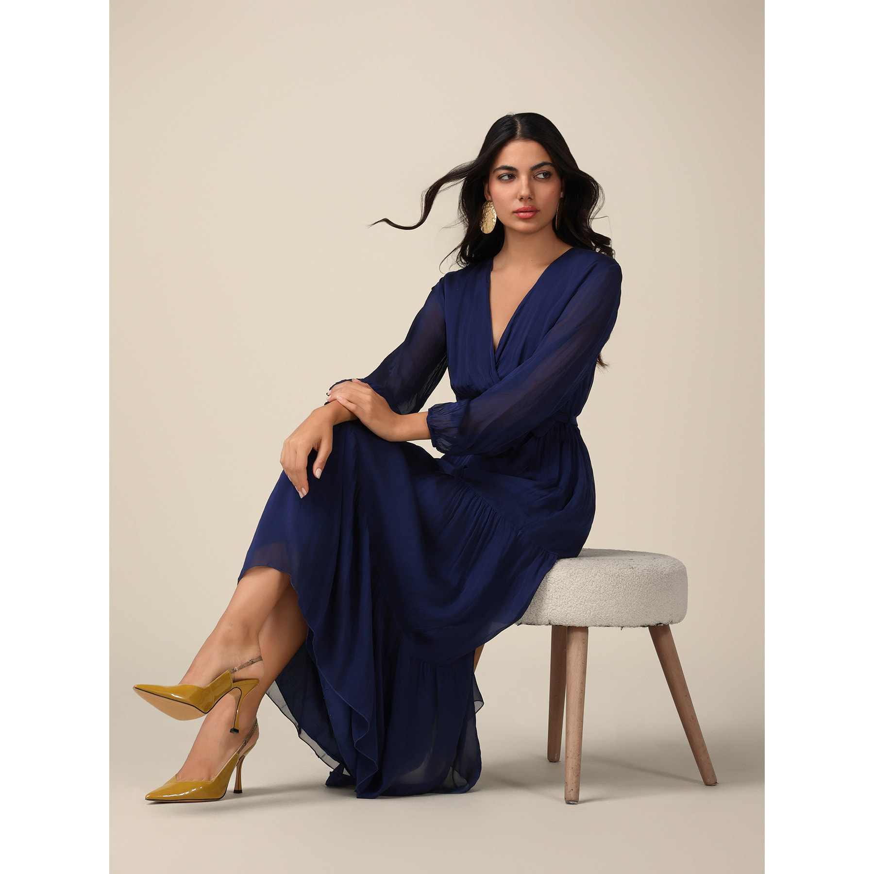 Oltre - Vestito lungo in seta/viscosa - Blu