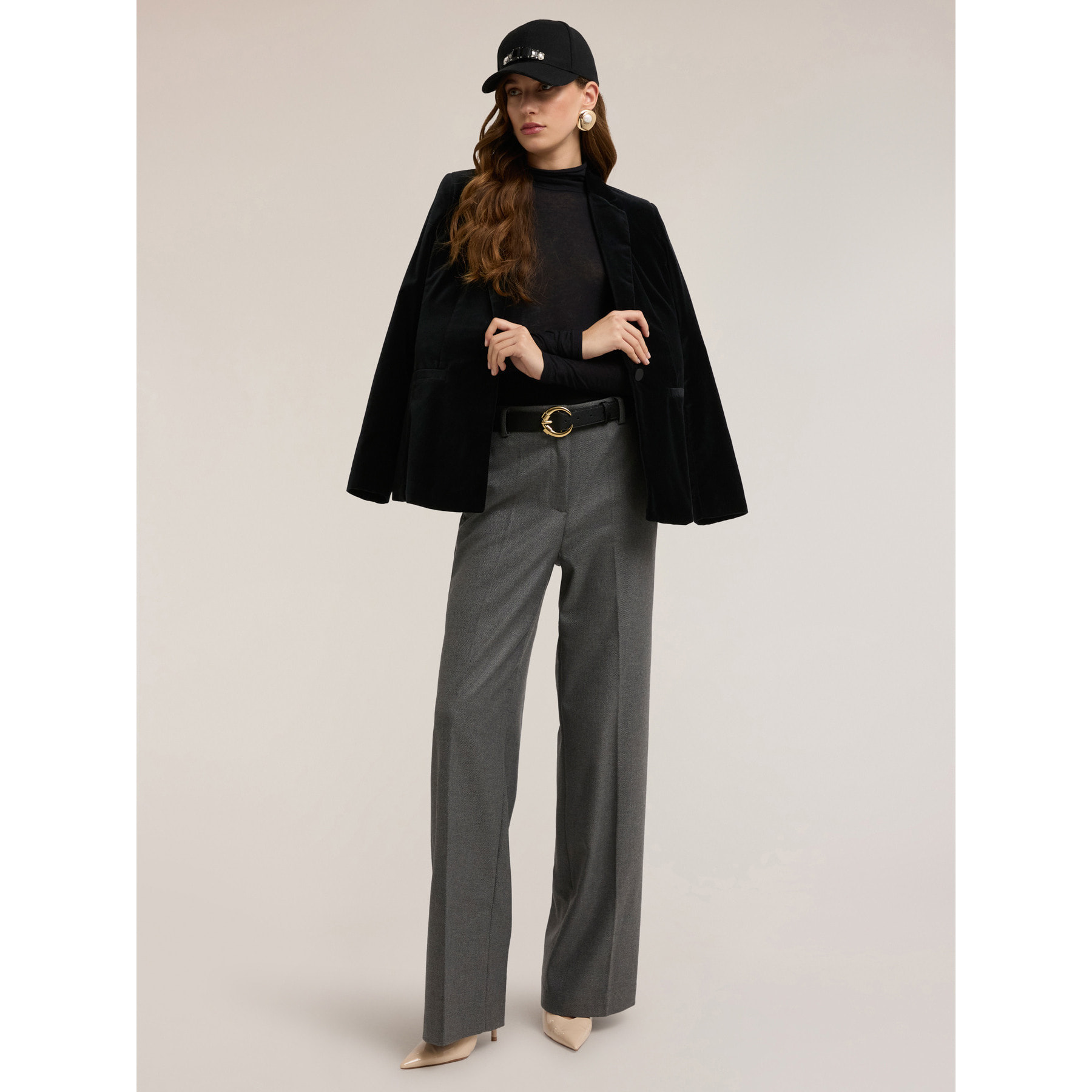 Motivi - Pantalones palazzo de franela - Gris