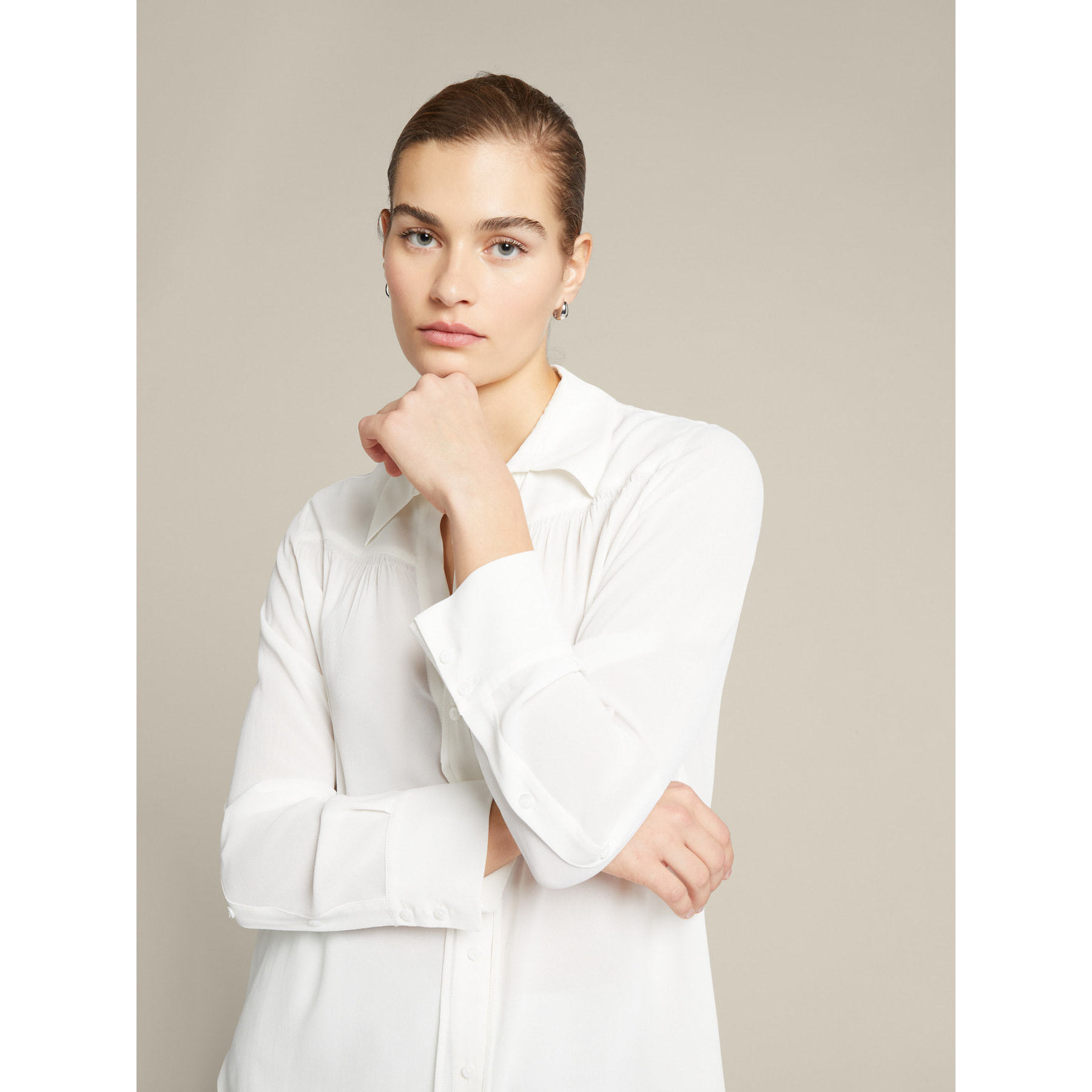 Elena Mirò - Camisa de viscosa con cordones - Blanco