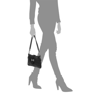 FIRENZE ARTEGIANI Borsa a Spalla da Donna Allerona. Vera Pelle Dollaro Made in Italy 24x2x14 Cm. Colore nero