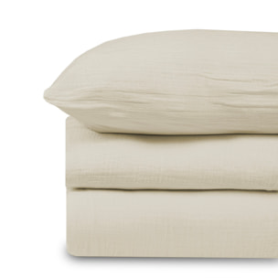 Parure de lit 160 cm gaze de coton sable - LOUISE