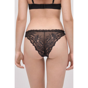 Slip brasiliano elastico con pizzo nero