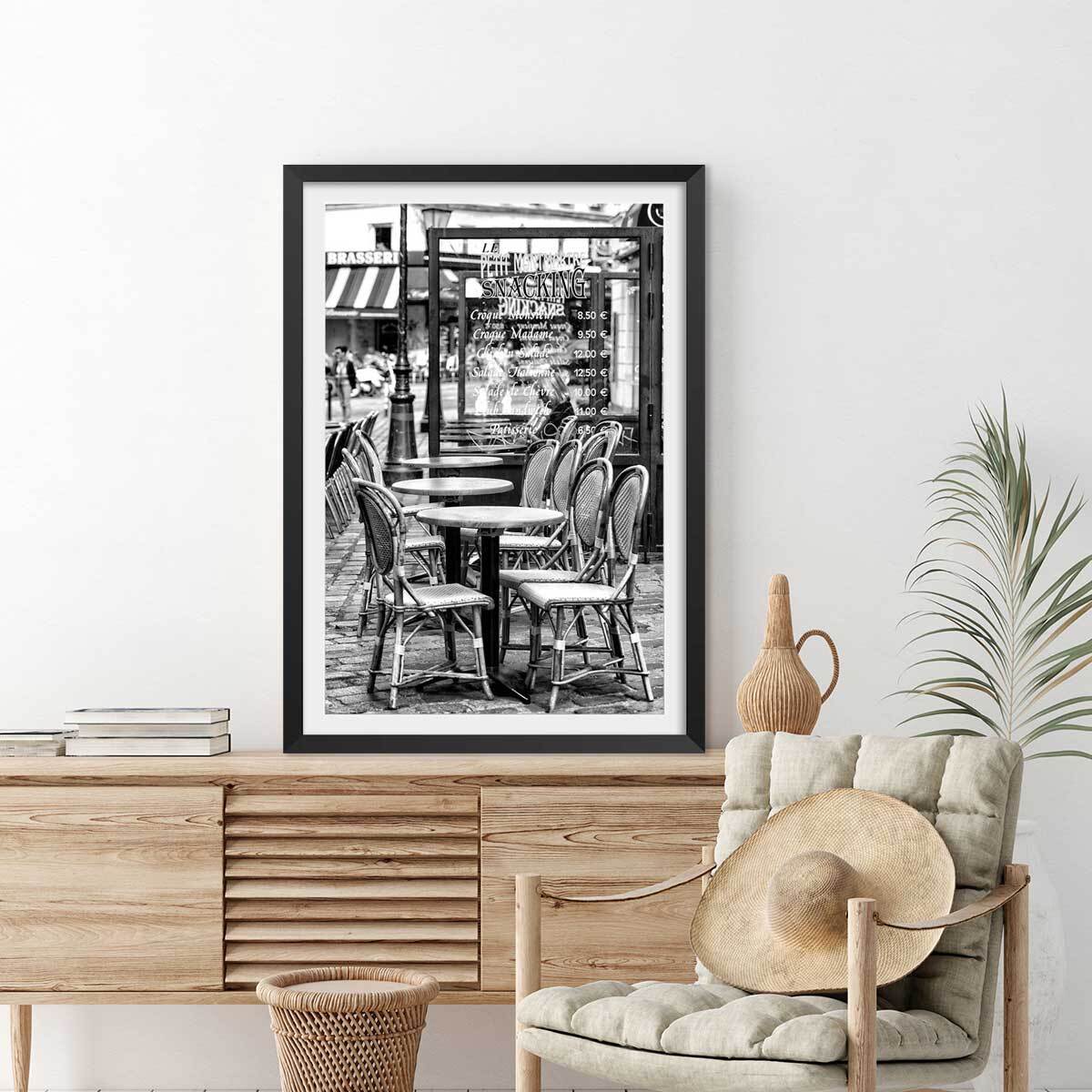 Affiche Paris, Le café parisien Affiche sous cadre noir