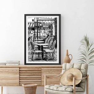 Affiche Paris, Le café parisien Affiche sous cadre noir