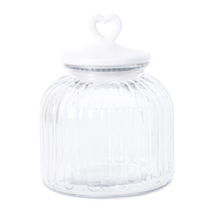 Barattolo in vetro con tappo in ceramica a cuore, contenitore alimenti trasparente, ideale per zucchero caffè biscotti e pasta, design elegante e pratico, organizer cucina resistente, facile da pulire