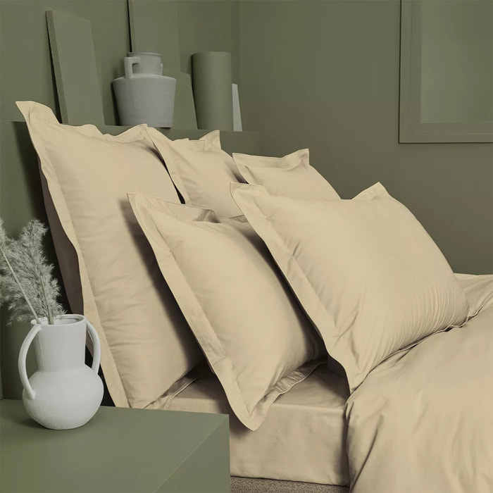 Drap housse b40 percale de coton uni beige La percale francaise beige clair