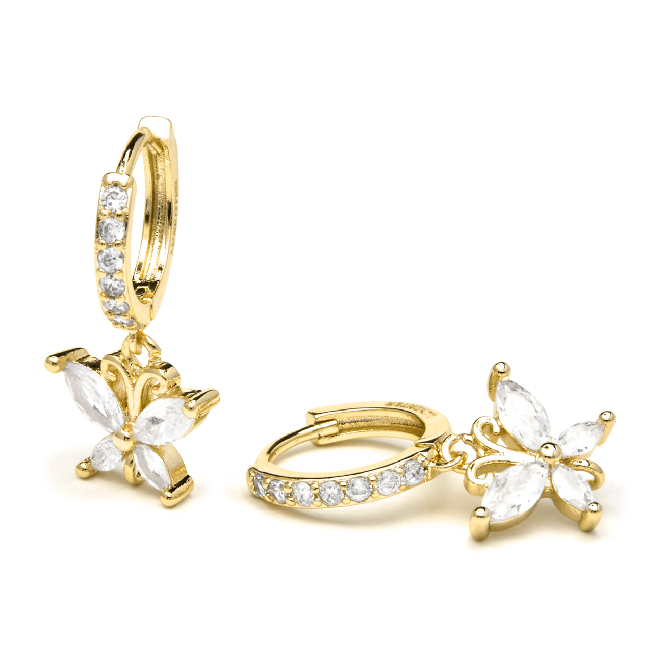Pendientes acabado oro amarillo de 18k y Circonita Brillante