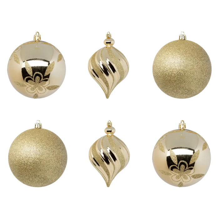 Boule de Noël plastique 100mm x6 or