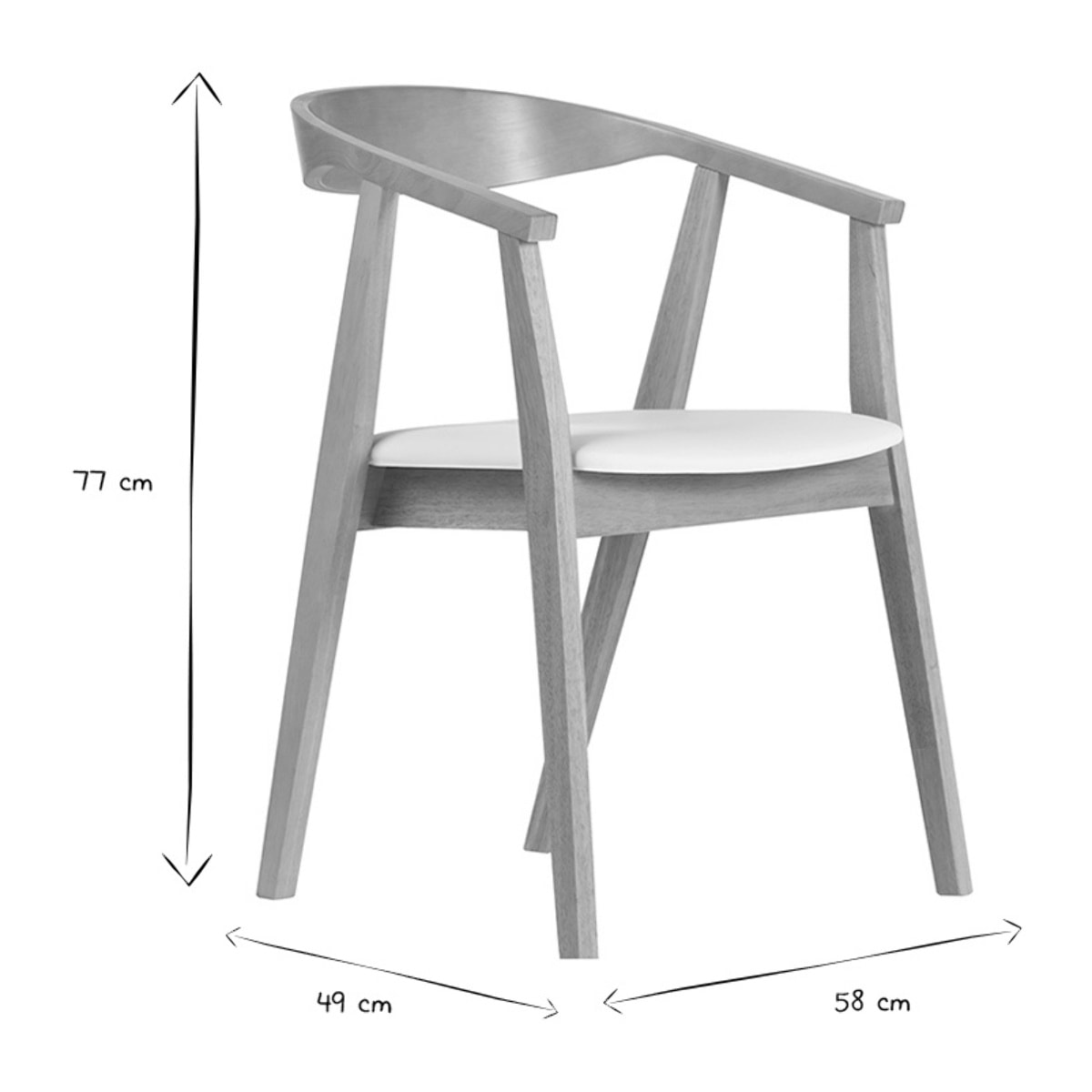 Chaises scandinaves design blanc et bois clair (lot de 2) BAHIA