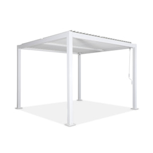 Pergola bioclimatique blanche. aluminium et acier. 3x3m. lames orientables