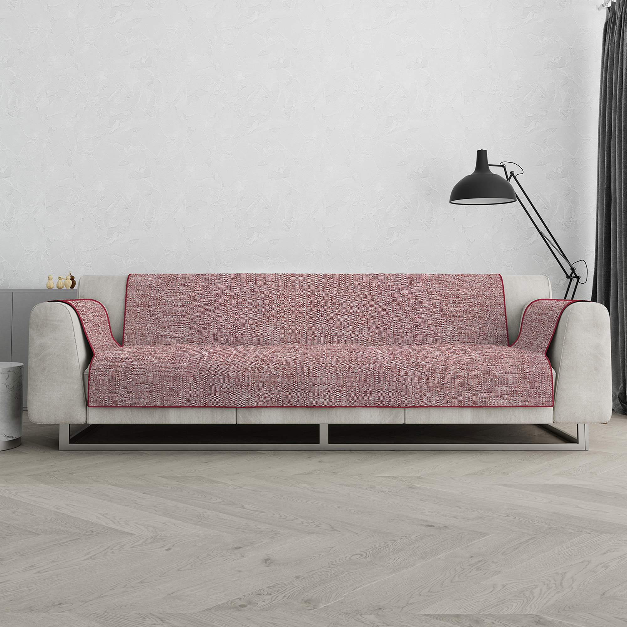 COPRIDIVANO COMFORT, Antiscivolo, Cotone+Microfibra+Fibre Varie, Made in Italy - BORDEAUX