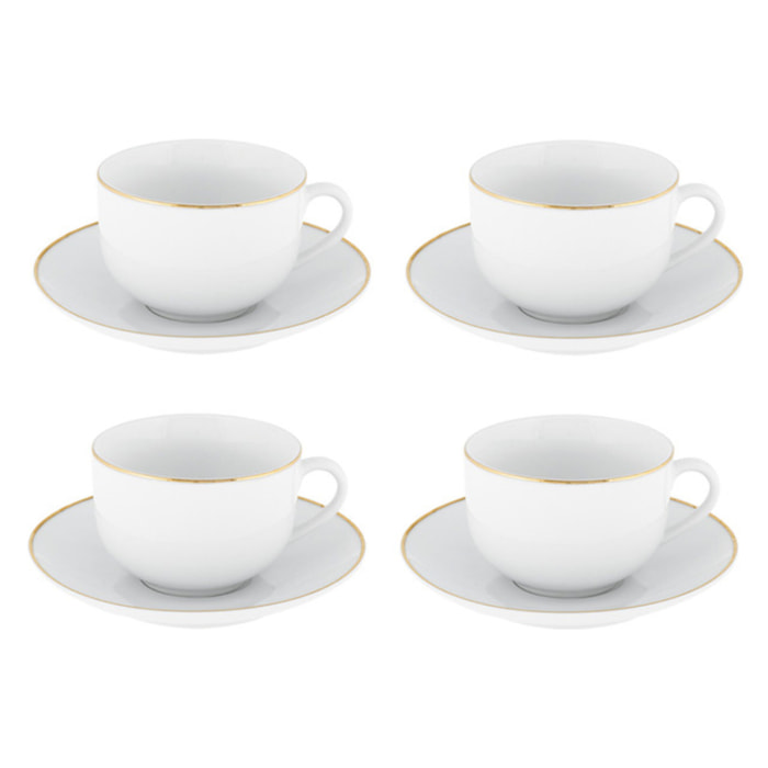 Set tè Gold Chic da 4 pezzi in porcellana
