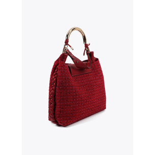 Borsa shopper con manico metallico personalizzato tessuto tweed