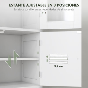 Columna de Baño Mueble Auxiliar de Baño con 6 Puertas Estantes Ajustables Antivuelco Armario de Baño Moderno 60x30x170,5 cm Blanco