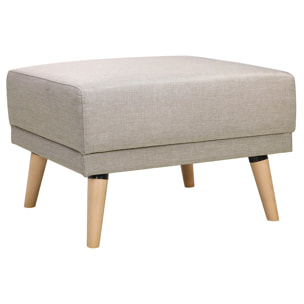 Pouf repose-pieds scandinave en tissu beige et bois clair ULLA