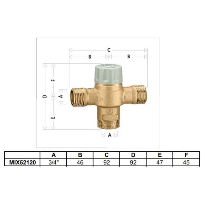 Mitigeur thermostatique 5211723 3/4' THERMADOR avec filtres et clapets - MIX52120